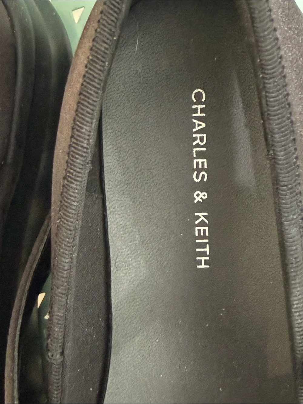 Charles & Keith Black Brantley Bow Platform Mary Janes - 38 (7.5)